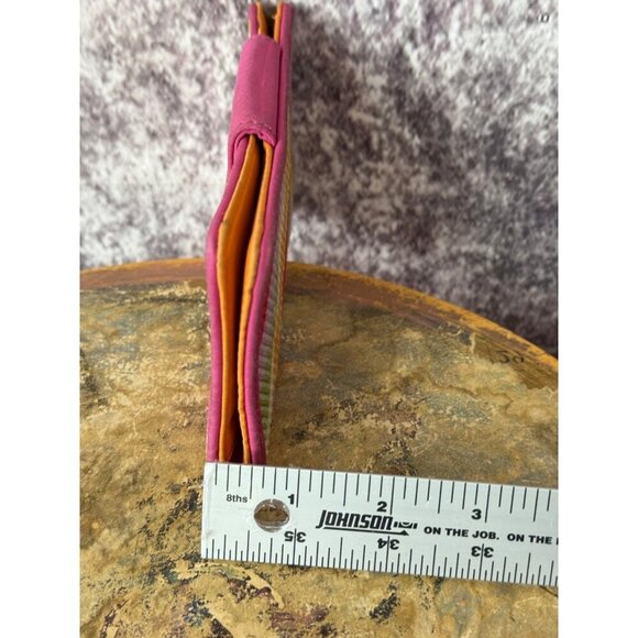 The Sak Wallet Striped Pink Knit Colorful Fold over M Classic Card Case Clutch - Picture 5 of 7